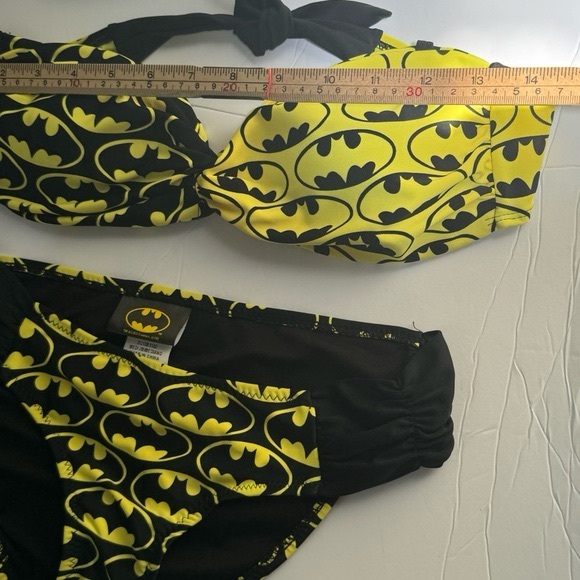 DC Comics NEW Batman Print Bikini SwimSuit Bandeau Top Bottoms Beach Stretch - Picture 7 of 9